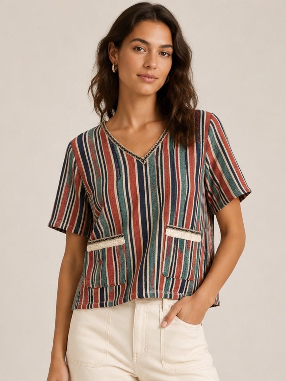 Moon River Stripe Multicolor Top